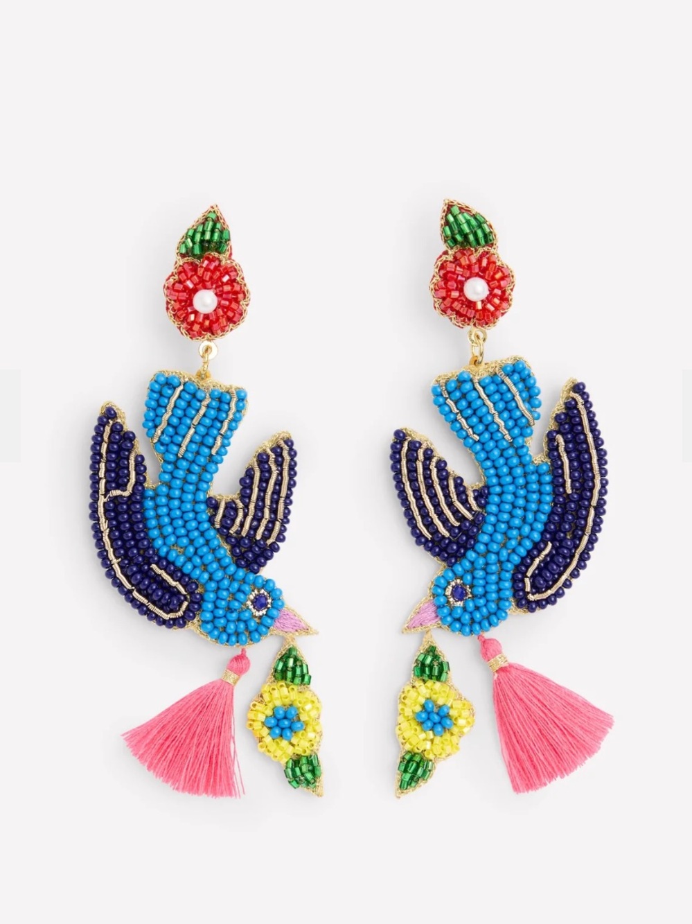 Boden Beady Motif Earrings in Bird